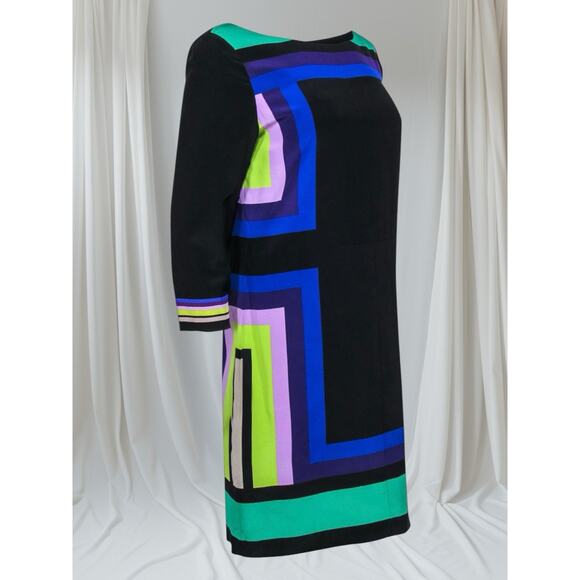 Diane Von Furstenberg DVF Silk Avery Colorblock Shift Dress Black 14 NWT - Picture 8 of 12